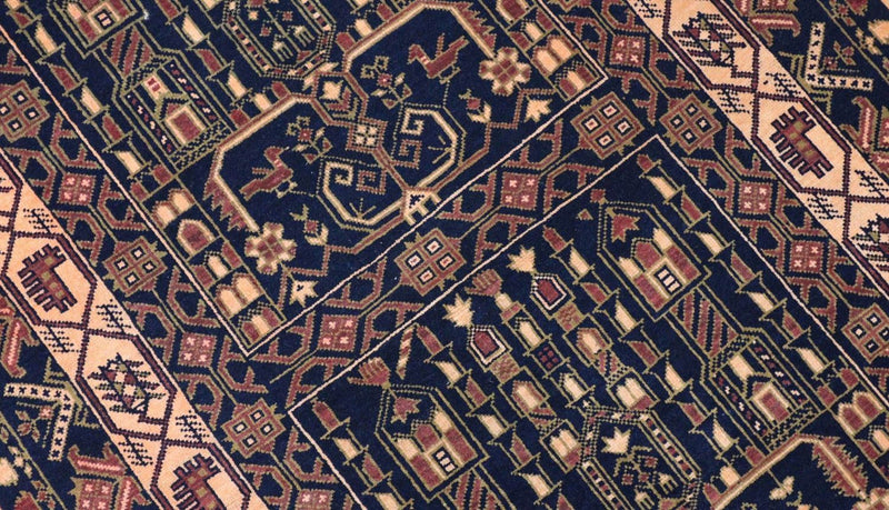 Tapis afghan - 142 x 96 cm - bleu foncé