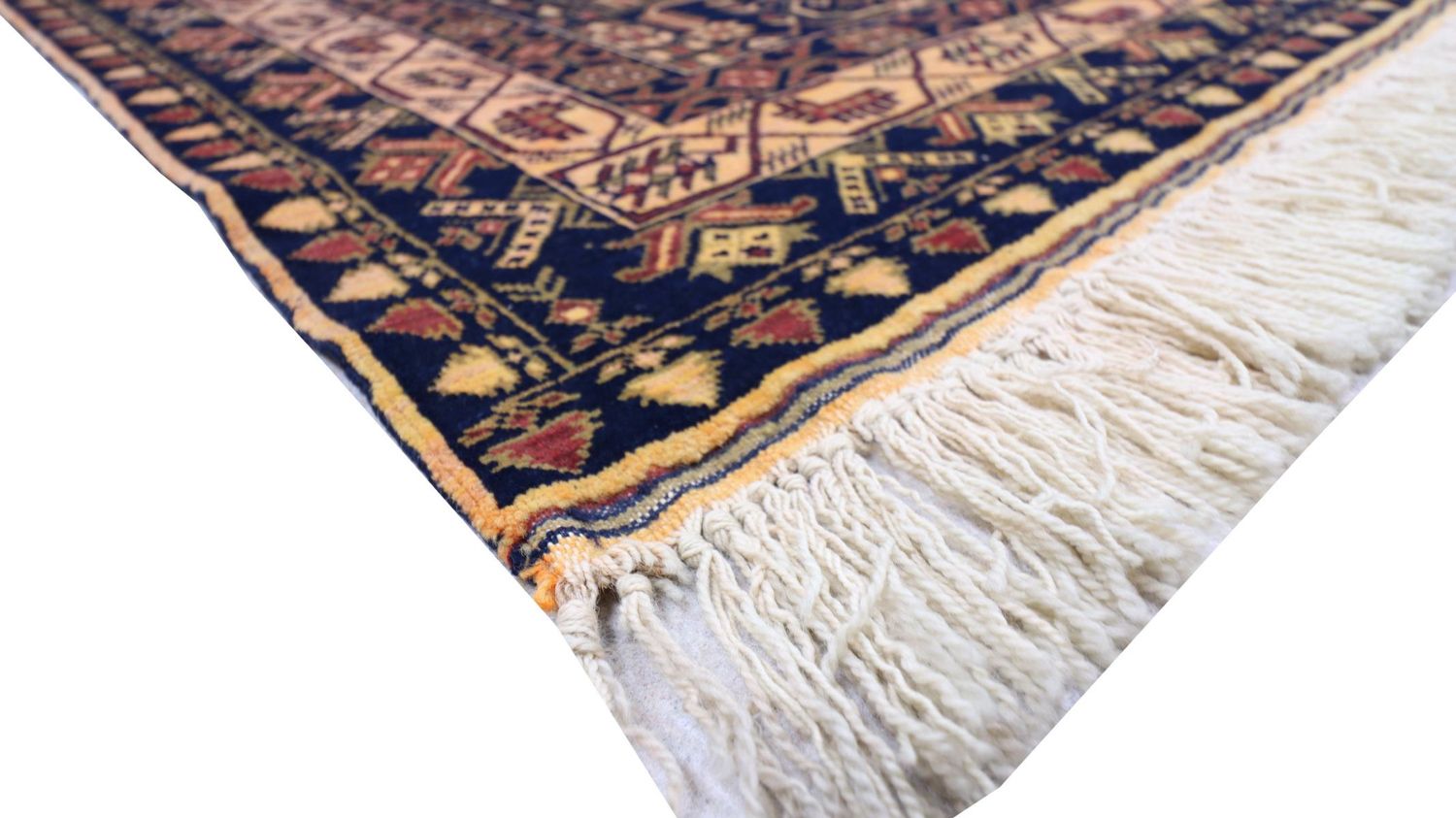 Tapis afghan - 142 x 96 cm - bleu foncé