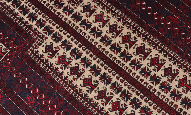 Tapis afghan - 150 x 95 cm - rouge foncé