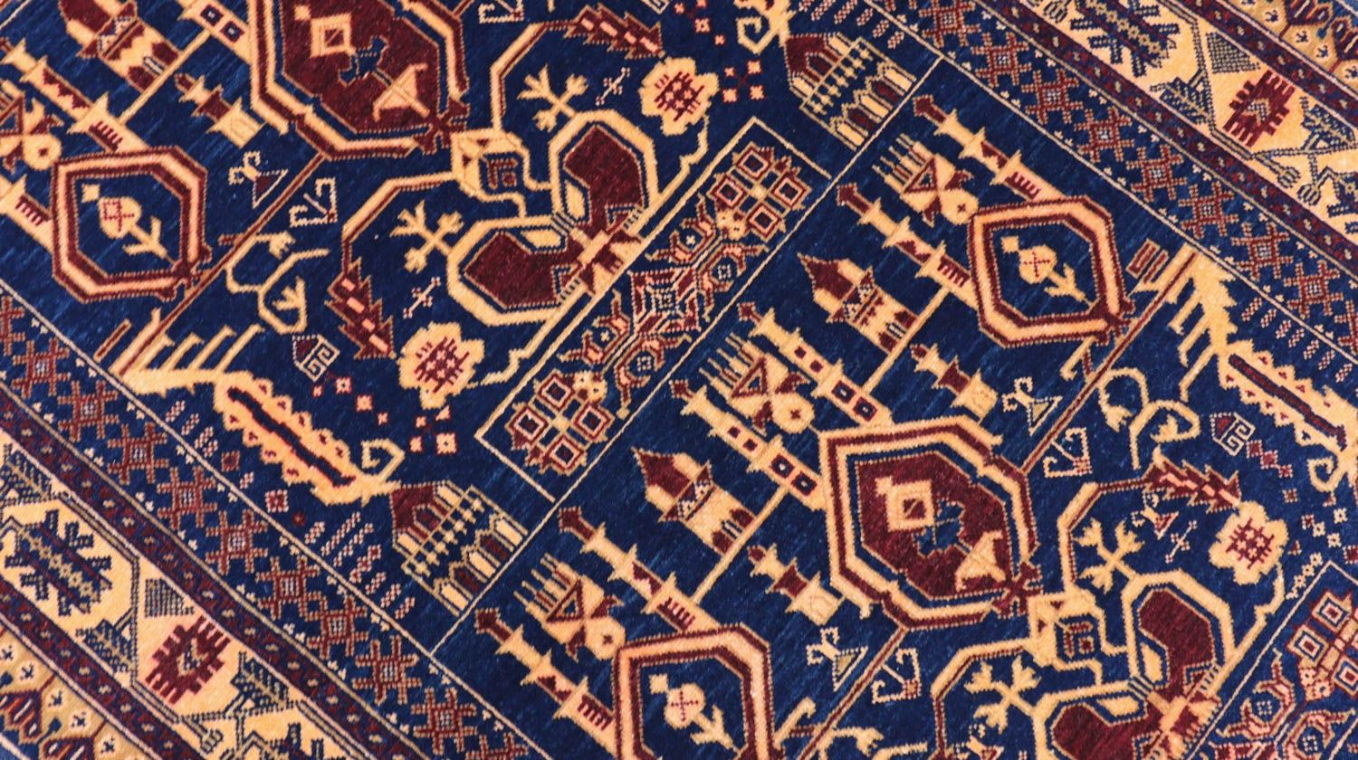 Tapis afghan - 144 x 95 cm - bleu foncé
