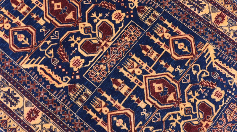Tapis afghan - 144 x 95 cm - bleu foncé