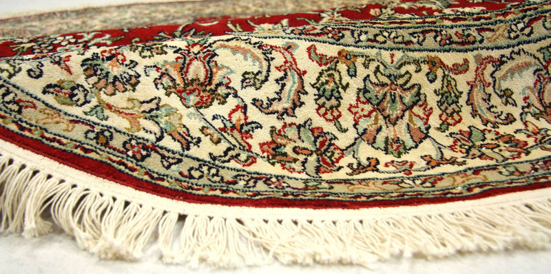 Tapis en soie - Soie du Cachemire ronde  - 183 x 183 cm - rouge
