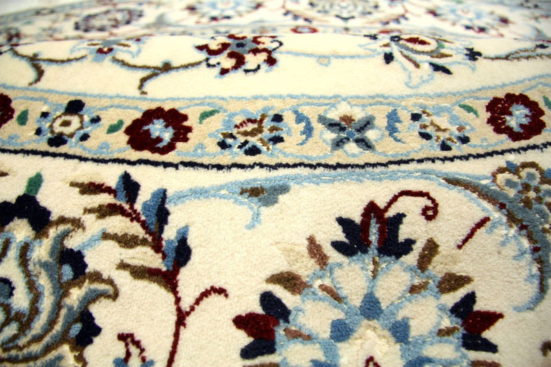 Tapis persan - Nain ronde  - 250 x 250 cm - blanc naturel