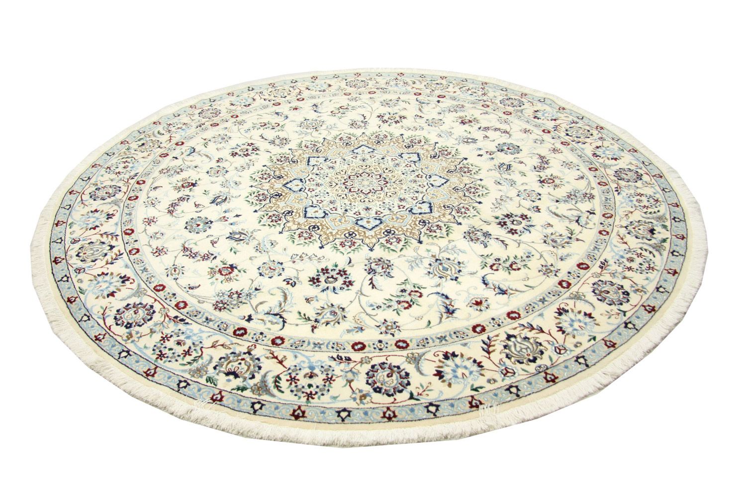 Tapis persan - Nain ronde  - 250 x 250 cm - blanc naturel