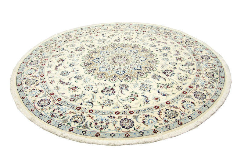Tapis persan - Nain ronde  - 250 x 250 cm - blanc naturel