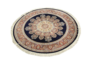 Tapis chinois ronde  - 184 x 184 cm - bleu