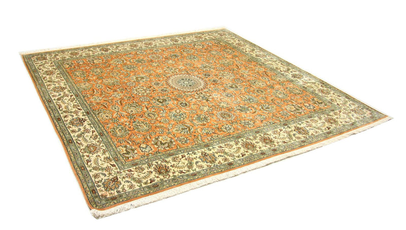 Tapis en soie - Soie du Cachemire carré  - 216 x 211 cm - orange