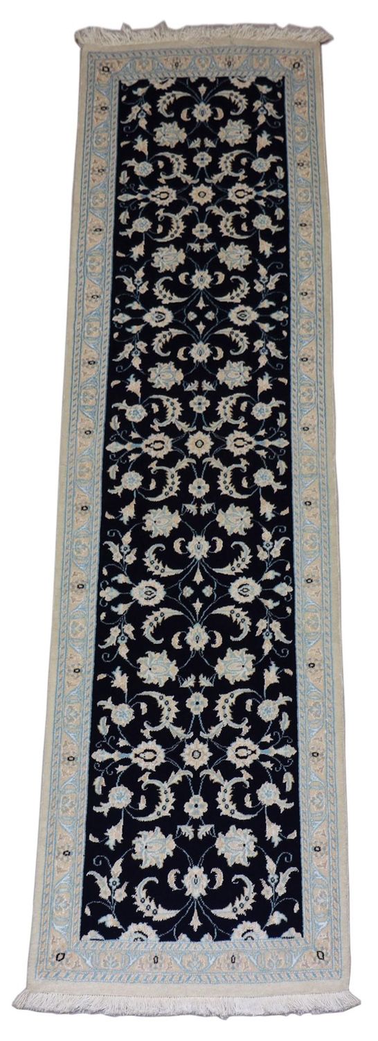 Tapis de couloir Tapis persan - Nain - 300 x 84 cm - bleu foncé