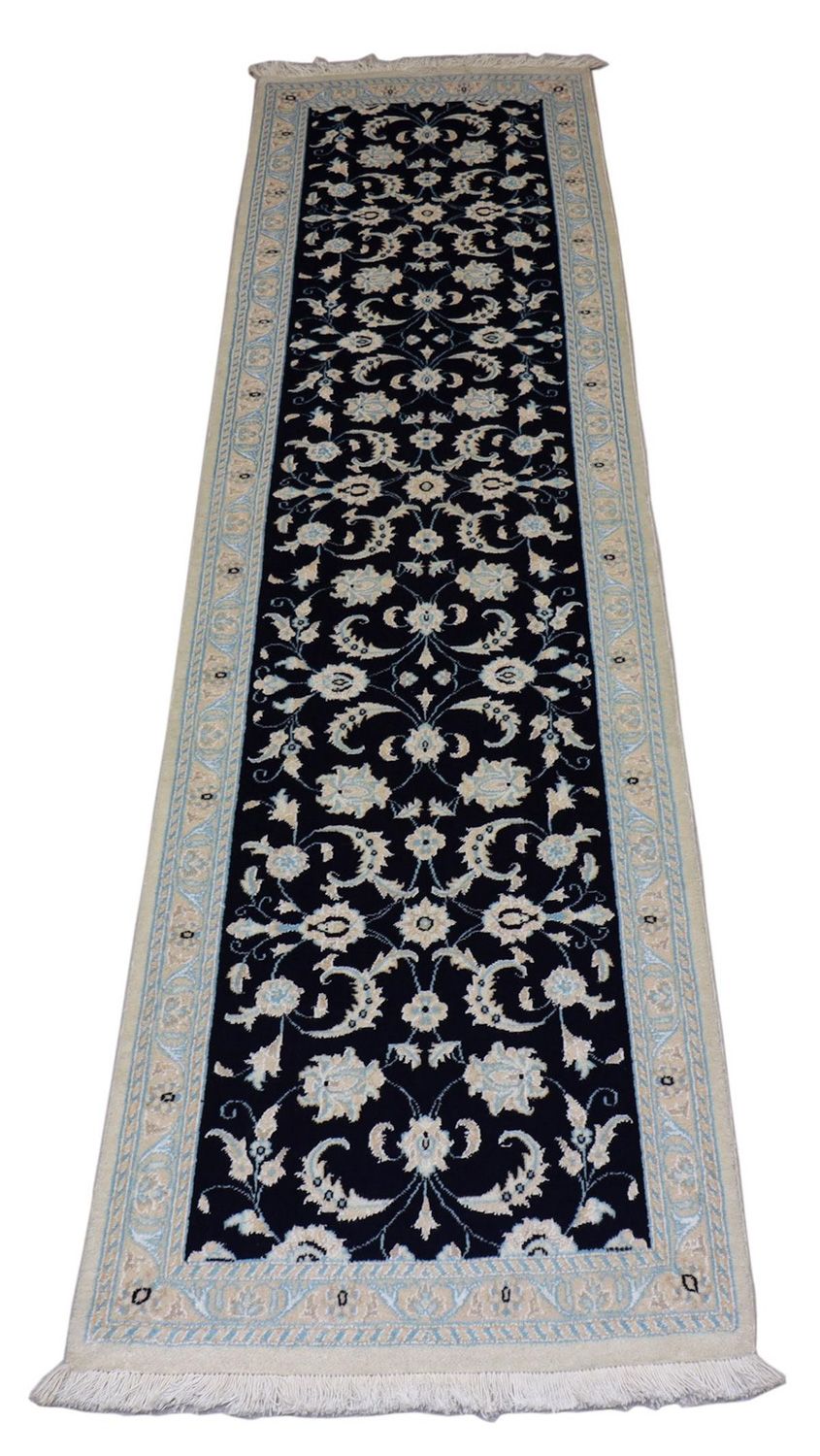 Tapis de couloir Tapis persan - Nain - 300 x 84 cm - bleu foncé