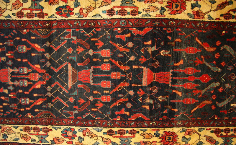 Tapis de couloir Tapis persan - Nomadic - 410 x 104 cm - bleu