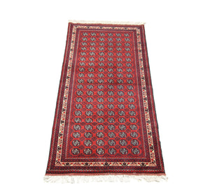 Tapis de couloir Tapis afghan - Boukhara - 258 x 87 cm - rouge