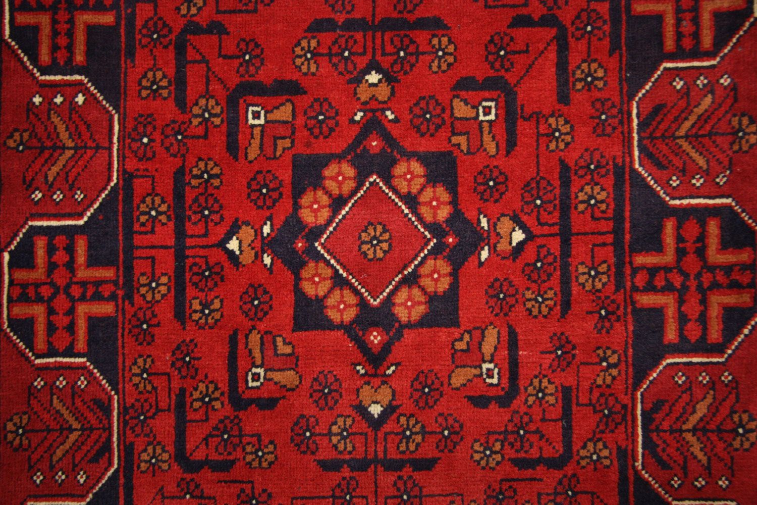 Tapis de couloir Tapis afghan - Kunduz - 286 x 75 cm - rouge