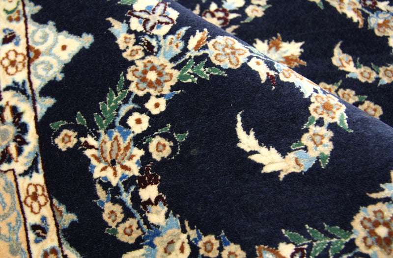 Tapis persan - Nain - Premium - 113 x 84 cm - bleu foncé