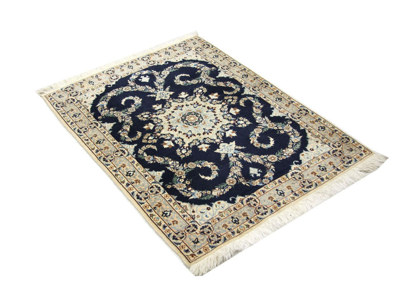 Tapis persan - Nain - Premium - 113 x 84 cm - bleu foncé