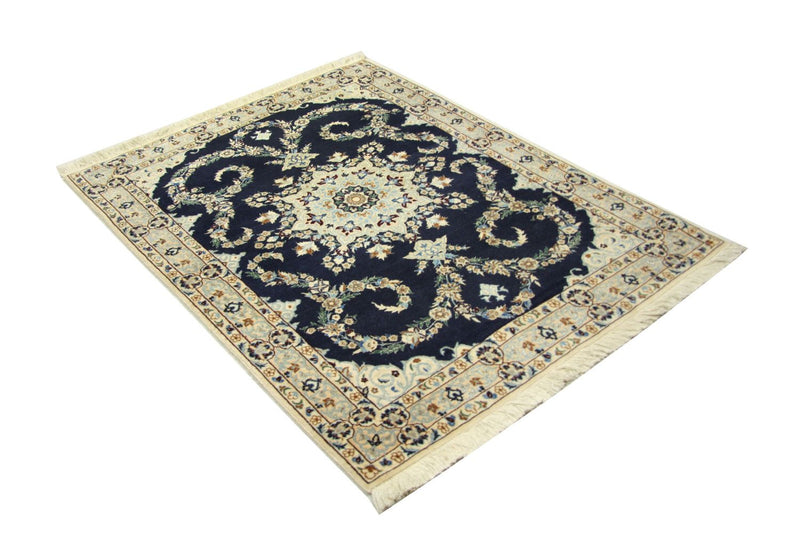 Tapis persan - Nain - Premium - 114 x 83 cm - bleu foncé