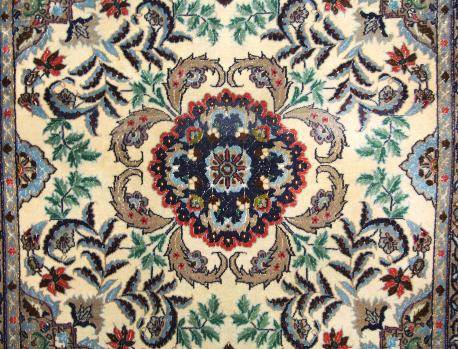 Tapis de couloir Tapis persan - Isfahan - Premium - 305 x 80 cm - beige