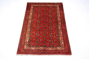 Tapis afghan - 196 x 126 cm - rouge