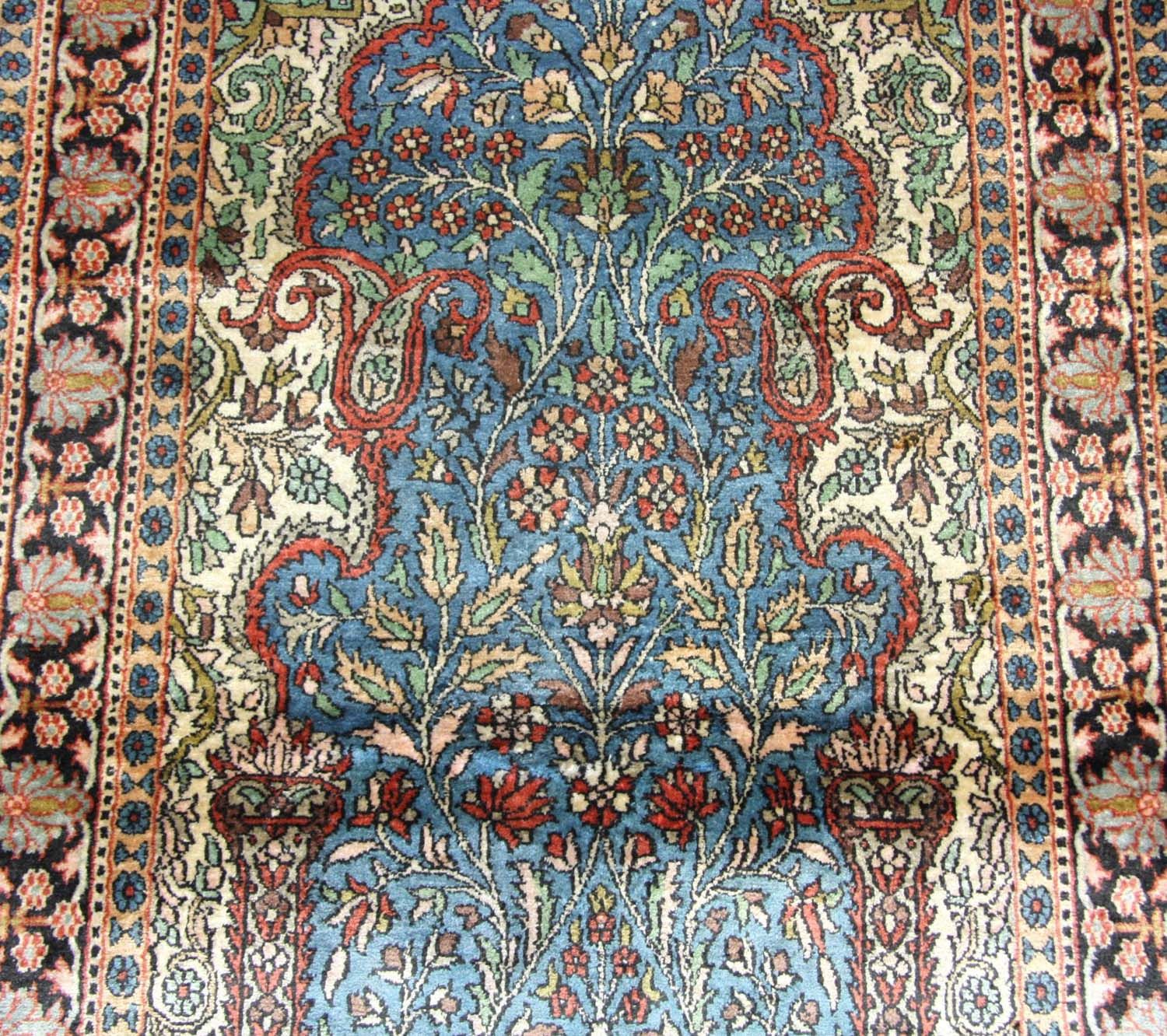Tapis en soie - Soie du Cachemire - 156 x 90 cm - bleu