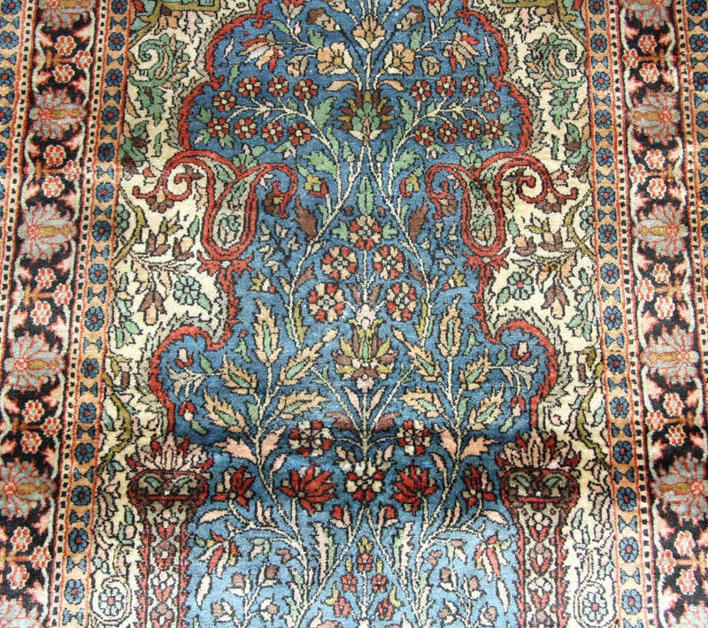 Tapis en soie - Soie du Cachemire - 156 x 90 cm - bleu