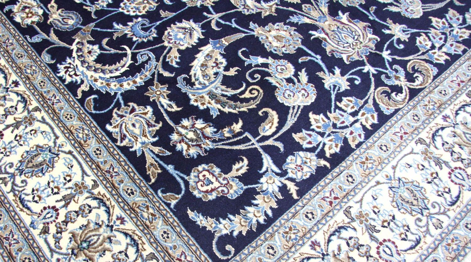 Tapis persan - Nain - 334 x 245 cm - bleu foncé