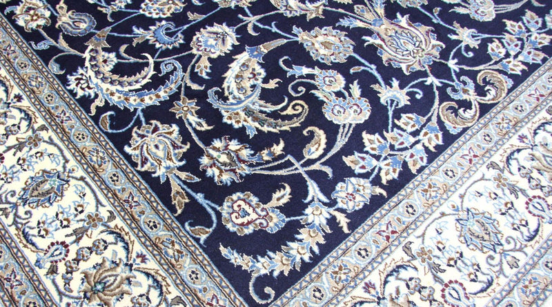 Tapis persan - Nain - 334 x 245 cm - bleu foncé