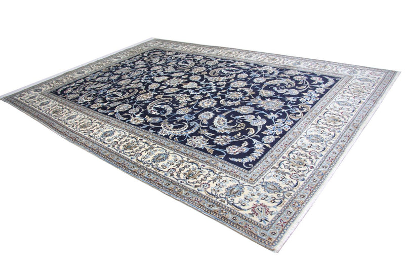 Tapis persan - Nain - 334 x 245 cm - bleu foncé