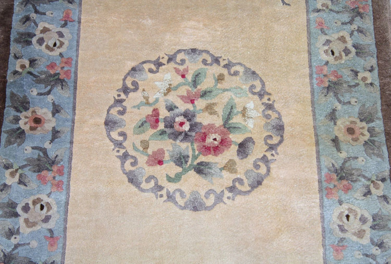 Tapis en soie - Soie chinoise - 136 x 70 cm - bleu