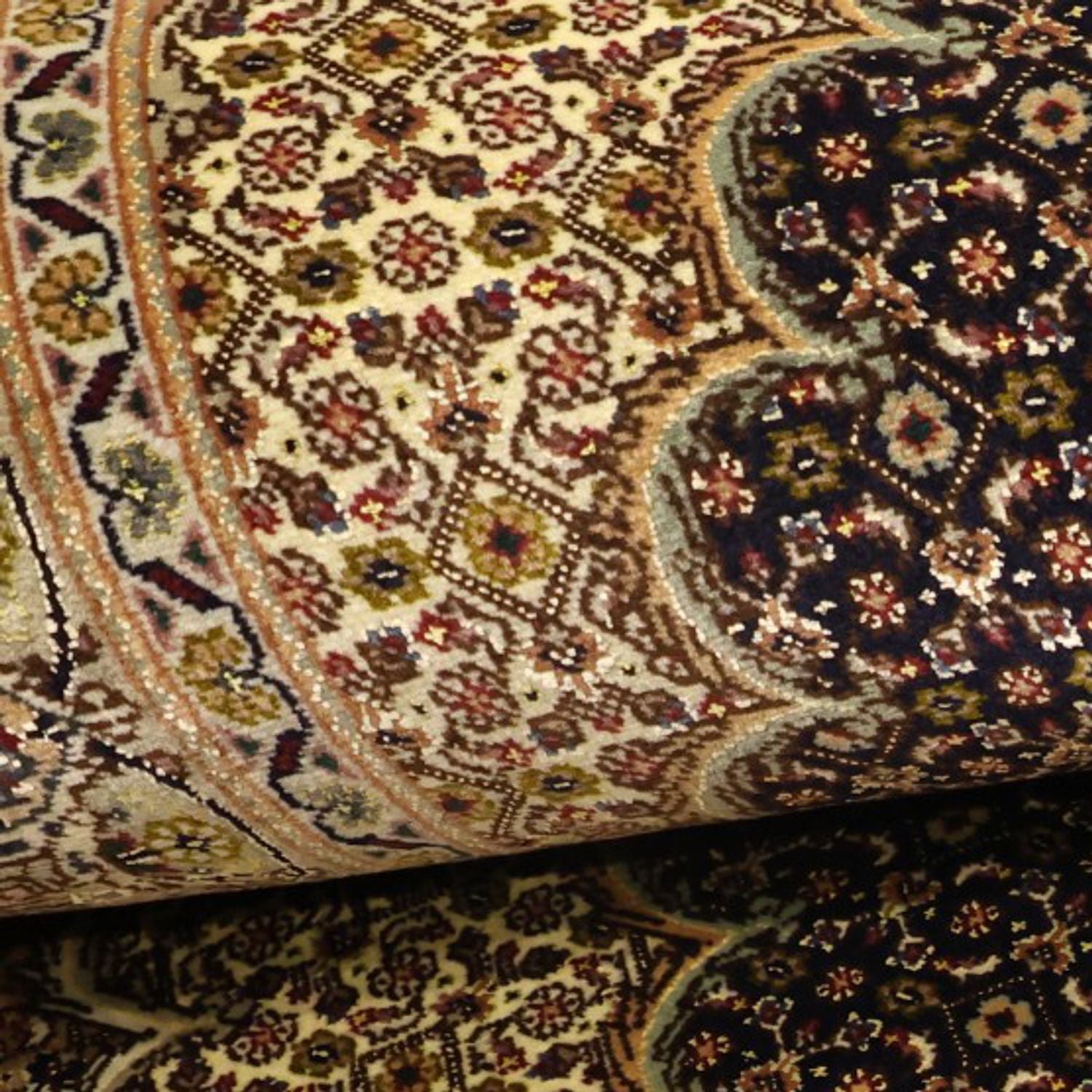 Tapis persan - Tabriz - Royal - Chaîne de soie - 160 x 98 cm - beige foncé