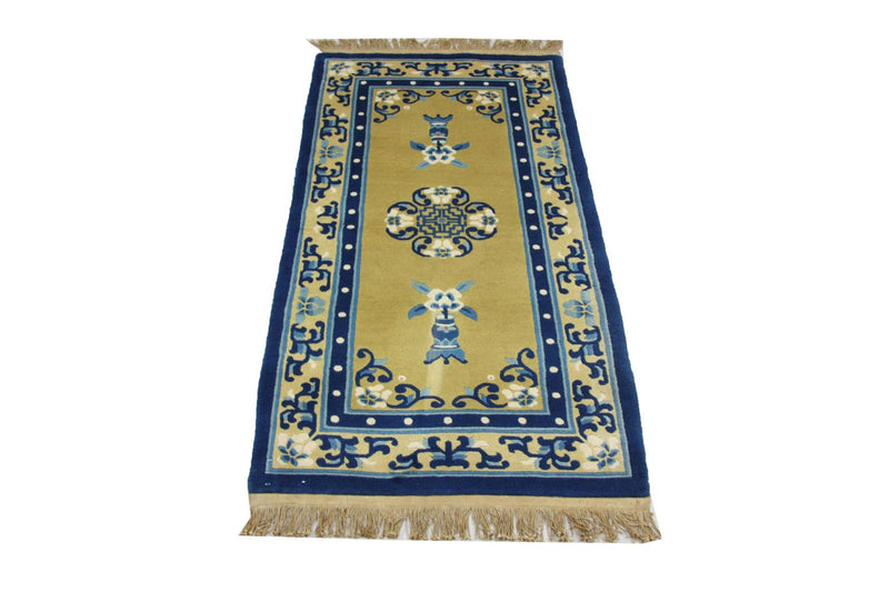 Tapis chinois - 152 x 76 cm - bleu