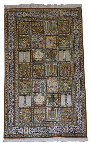 Tapis en soie - Soie du Cachemire - 152 x 90 cm - marron