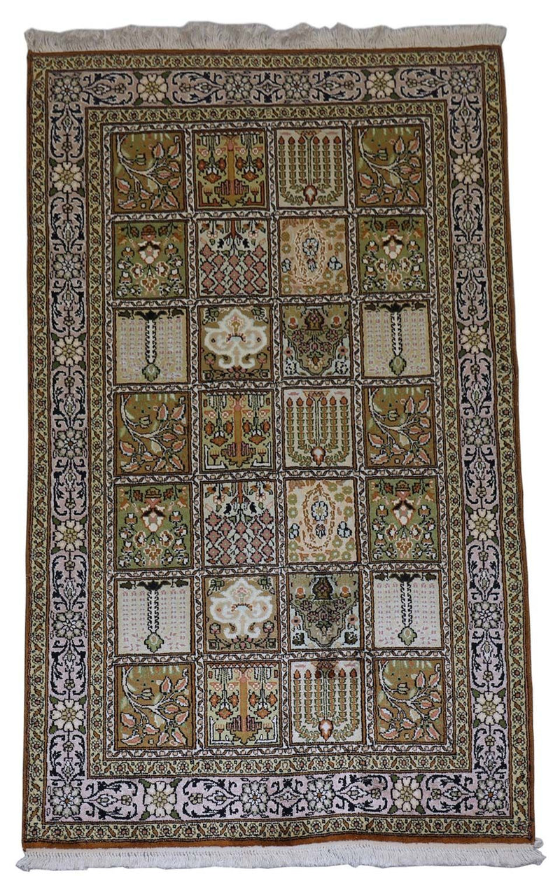 Tapis en soie - Soie du Cachemire - 152 x 90 cm - marron