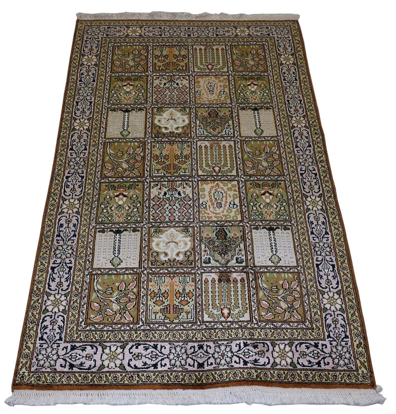 Tapis en soie - Soie du Cachemire - 152 x 90 cm - marron