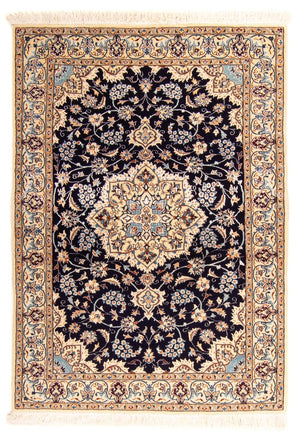 Tapis persan - Nain - Premium - 142 x 97 cm - bleu foncé