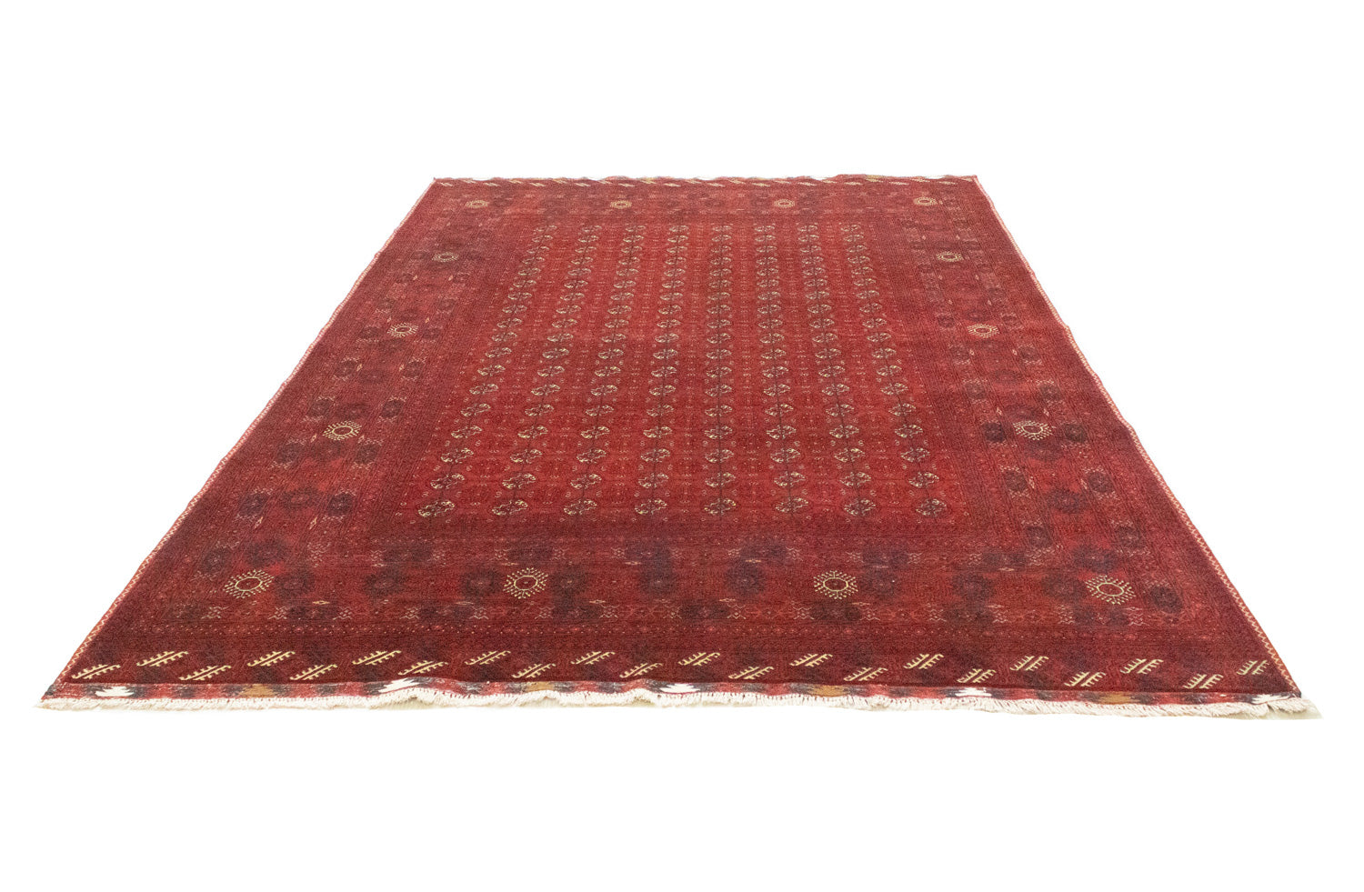 Tapis afghan - Boukhara - 294 x 200 cm - rouge foncé