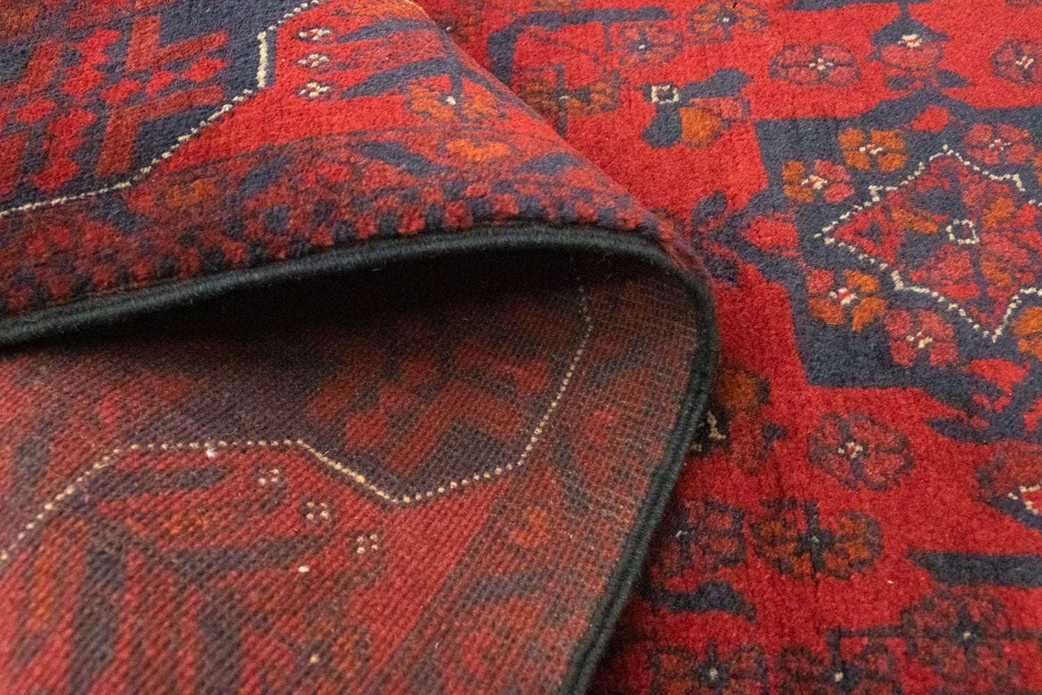 Tapis de couloir Tapis afghan - Kunduz - 297 x 79 cm - rouge