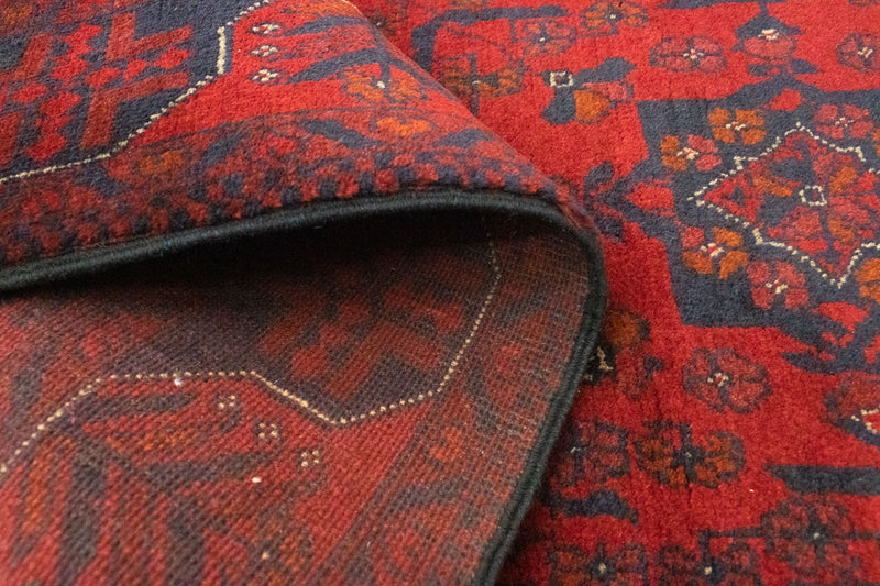 Tapis de couloir Tapis afghan - Kunduz - 297 x 79 cm - rouge