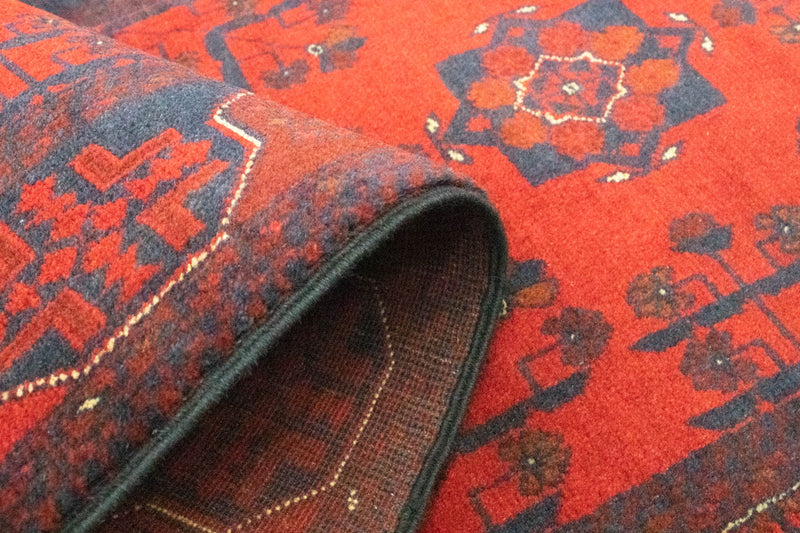 Tapis de couloir Tapis afghan - Kunduz - 289 x 77 cm - rouge