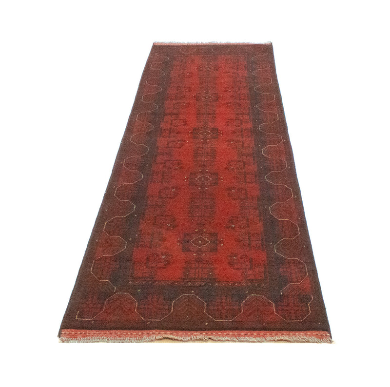 Tapis de couloir Tapis afghan - Kunduz - 289 x 77 cm - rouge