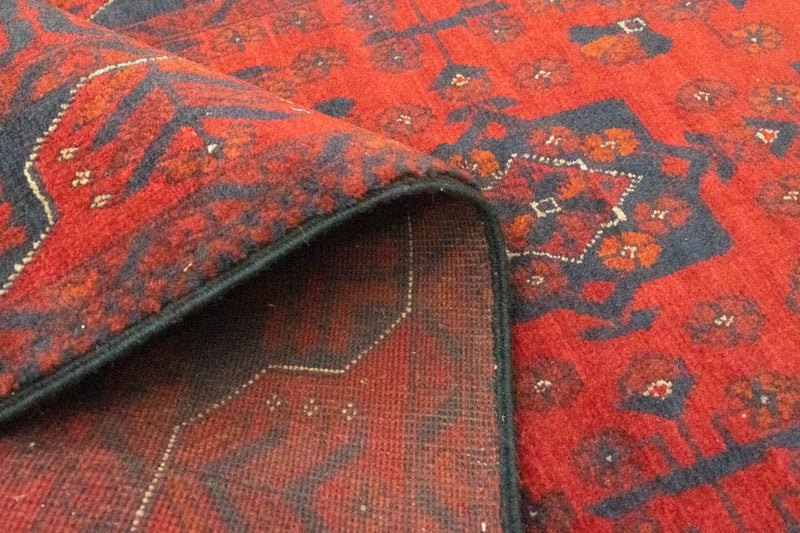 Tapis de couloir Tapis afghan - Kunduz - 296 x 77 cm - rouge