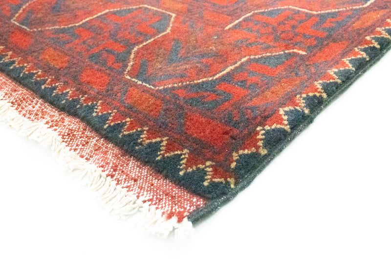Tapis de couloir Tapis afghan - Kunduz - 290 x 79 cm - rouge foncé