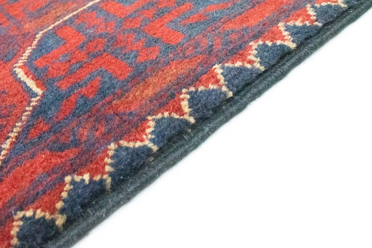 Tapis de couloir Tapis afghan - Kunduz - 290 x 79 cm - rouge foncé