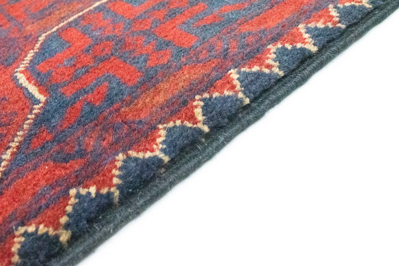 Tapis de couloir Tapis afghan - Kunduz - 290 x 79 cm - rouge foncé