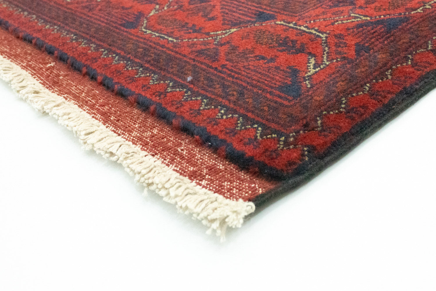 Tapis de couloir Tapis afghan - Kunduz - 296 x 84 cm - rouge foncé