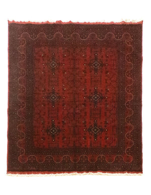 Tapis afghan - Kunduz - 199 x 152 cm - rouge