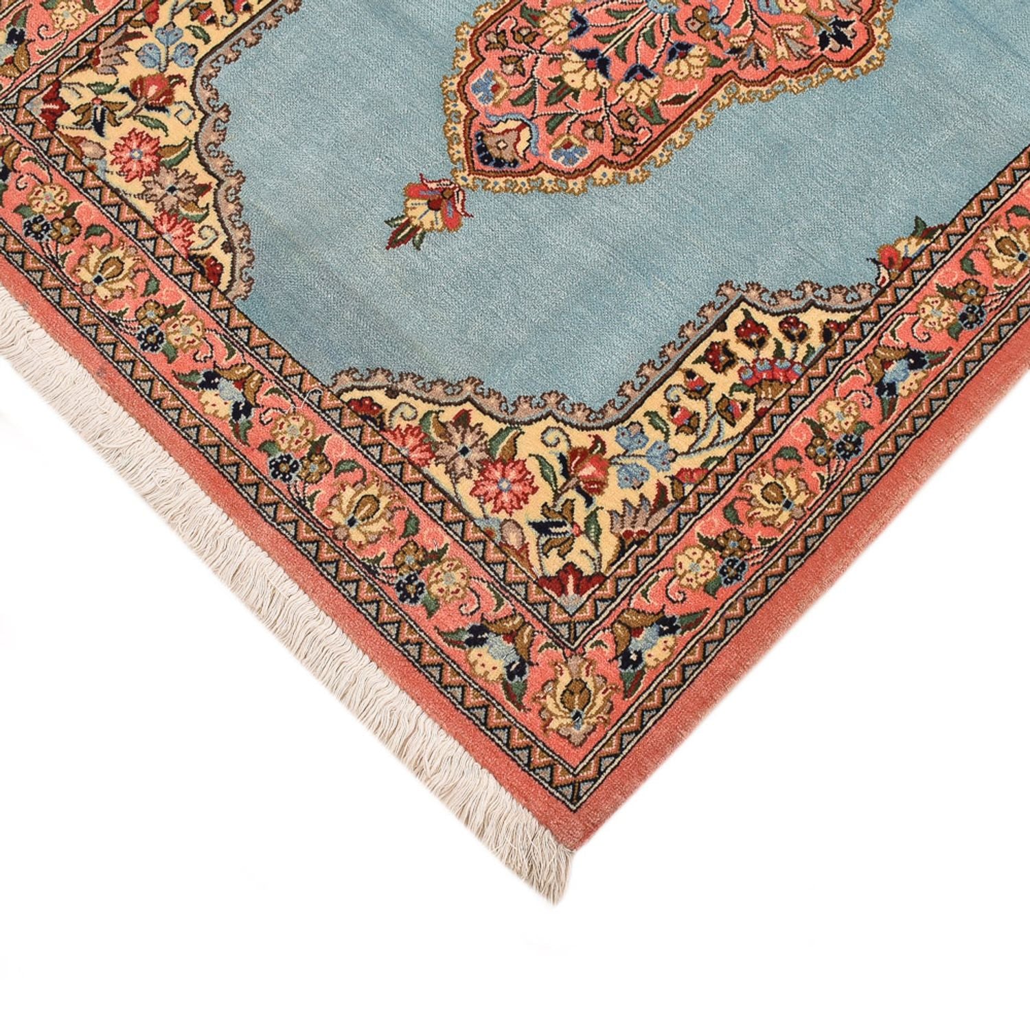Tapis persan - Ghom - 117 x 80 cm - bleu clair