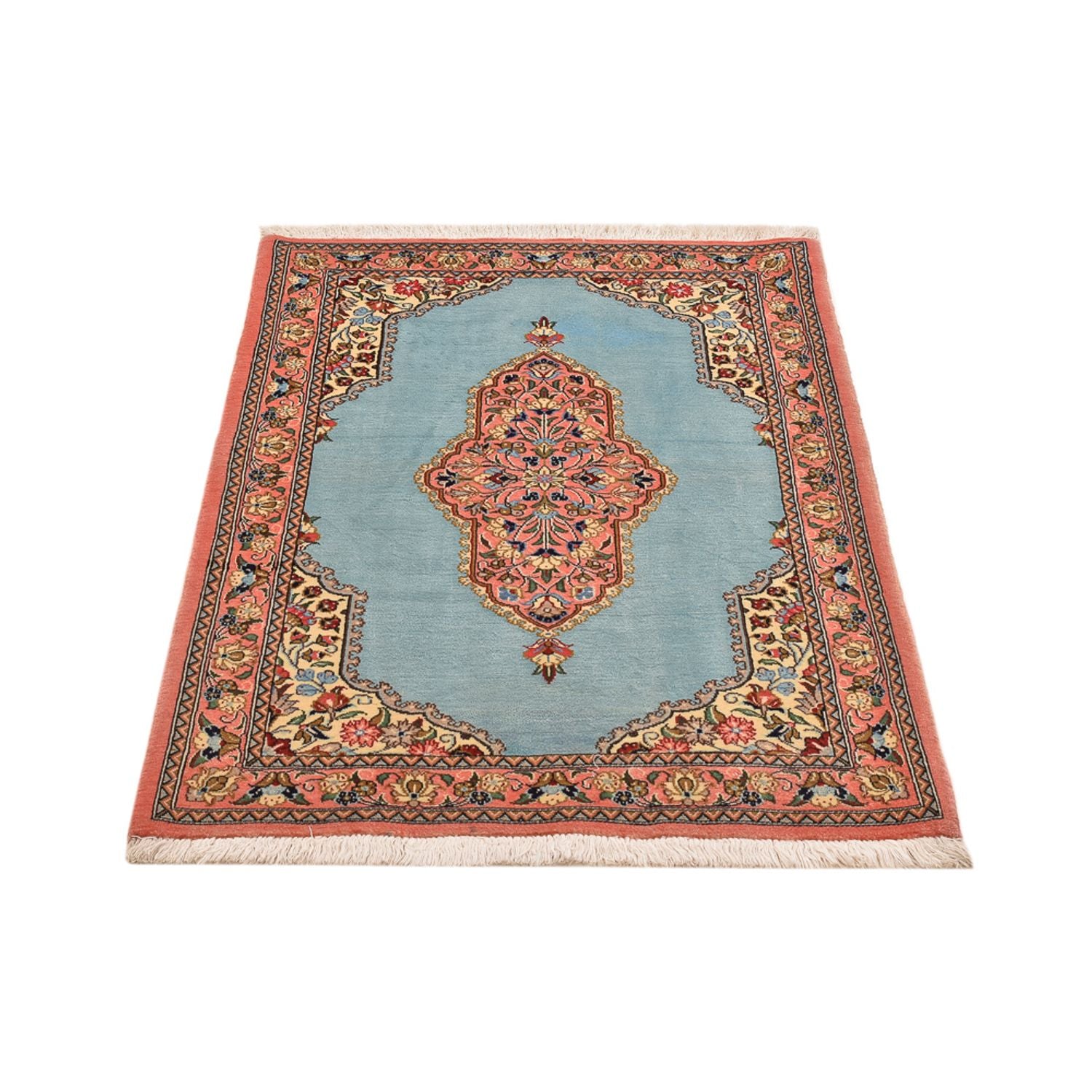 Tapis persan - Ghom - 117 x 80 cm - bleu clair