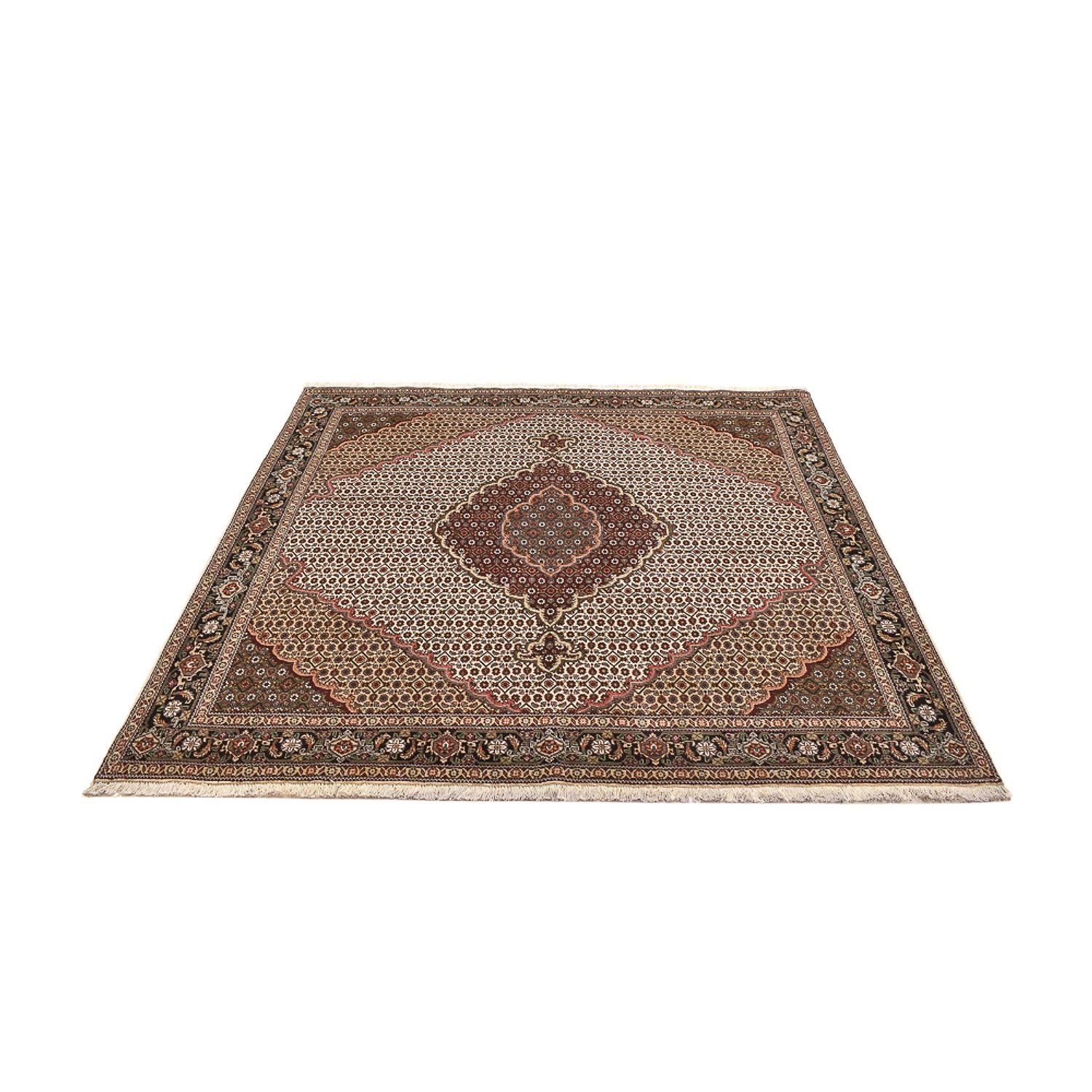 Tapis persan - Tabriz - Royal carré  - 200 x 200 cm - marron clair