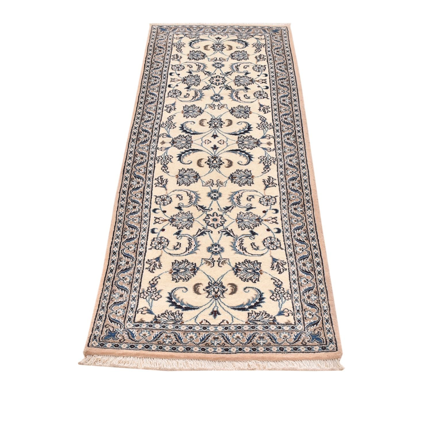 Tapis de couloir Tapis persan - Nain - Royal - 196 x 61 cm - crème