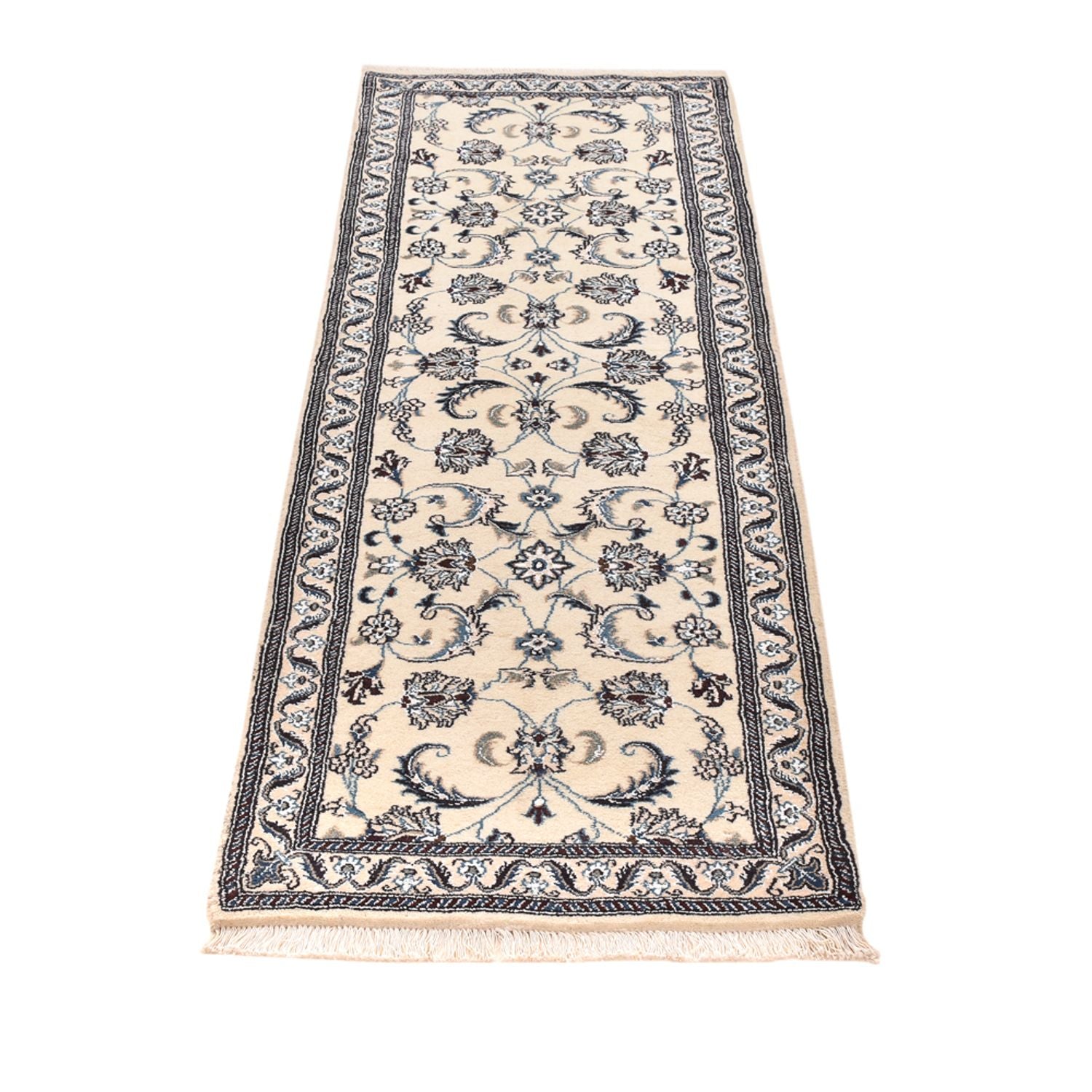 Tapis de couloir Tapis persan - Nain - Royal - 202 x 63 cm - crème