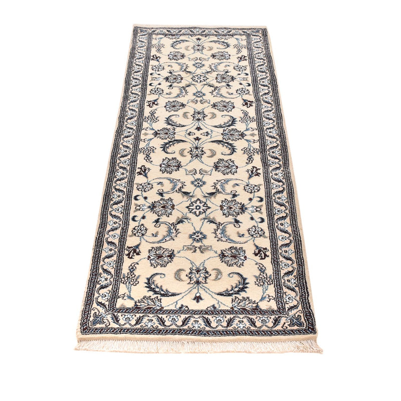 Tapis de couloir Tapis persan - Nain - Royal - 202 x 63 cm - crème
